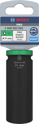 Soquete de impacto Bosch PRO 1/2″ 21 mm de profundidade.